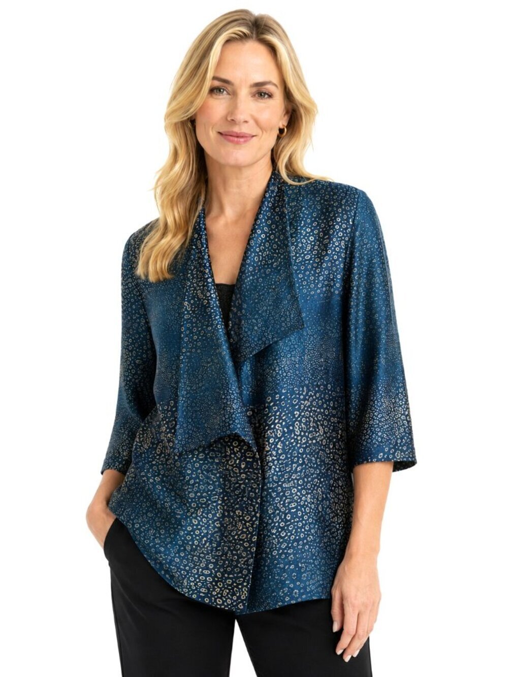 Vintage Handmade Hulda Bridgeman Pure Silk Teal Jacket